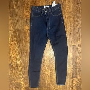BNWT, Zara Vintage Dark Blue Super Stretch Tapered Jeans, Size 6